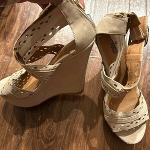 Tan wedge heels